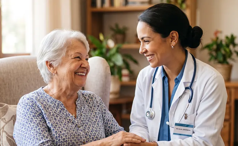 Médica atendendo uma senhora idosa